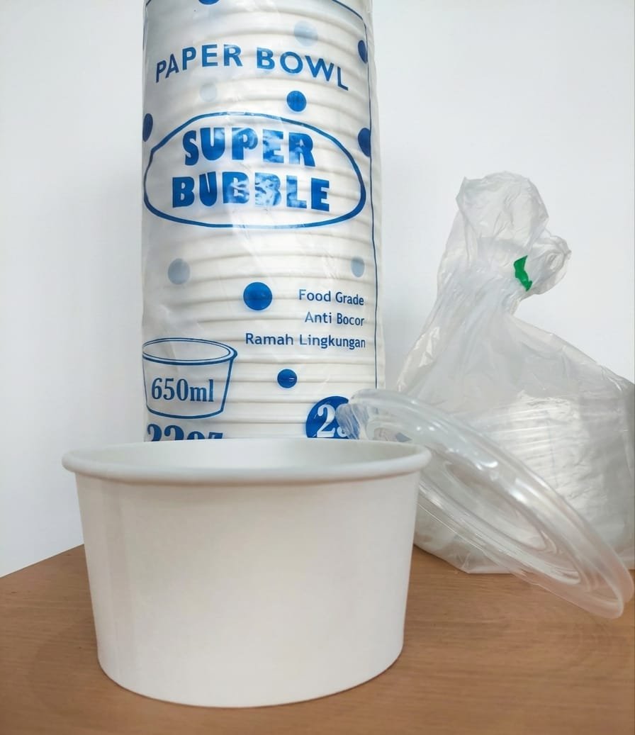 Paper Bowl 650ml — kemasan plastik